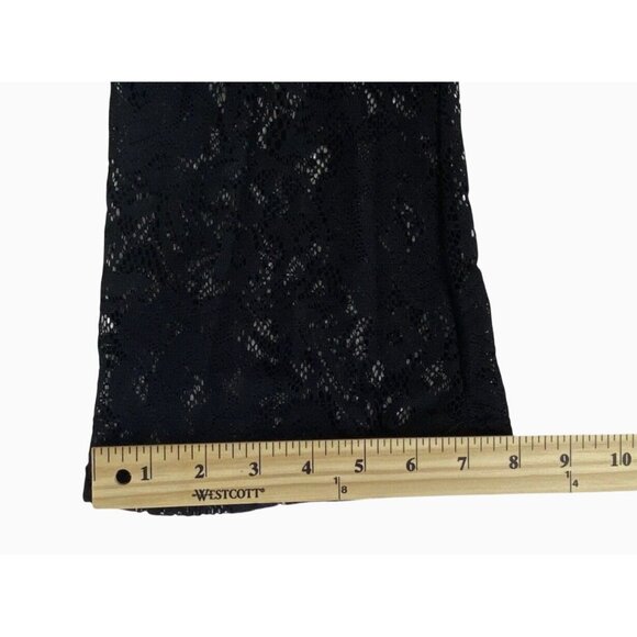 Witchy Boho Chic Black Lace Bell Sleeve Scooped Back Stretch Womens Top Medium - Picture 8 of 10